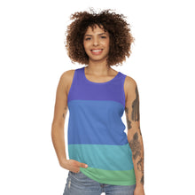 Carica l'immagine nel visualizzatore di Gallery, Striped Pastel Tank Top — Blue Gradient All-Over Print