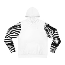 Carica l'immagine nel visualizzatore di Gallery, Abstract Black & White Sleeve Hoodie — Geometric Stripe Fashion Hoodie