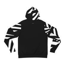 Load image into Gallery viewer, Black & White Geometric Hoodie – Bold Striped AOP Streetwear