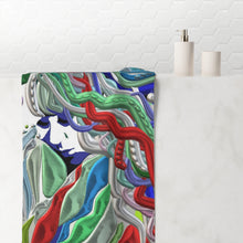 Carica l'immagine nel visualizzatore di Gallery, Abstract Colorful Waves Beach Towel — Vibrant Wavy Pattern Cotton Blend