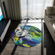 Load image into Gallery viewer, Abstract Mermaid Face Round Rug — Colorful Ocean Waves Accent Mat