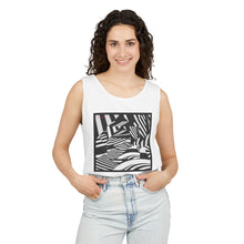 Carica l'immagine nel visualizzatore di Gallery, Abstract Black & White Tropical Tank Top — Striped Palm Graphic