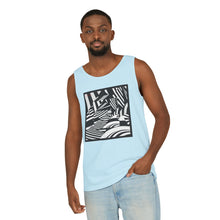Load image into Gallery viewer, Abstract Black & White Tropical Tank Top — Striped Palm Graphic