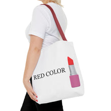 Load image into Gallery viewer, Lipstick Graphic Tote Bag – "RED COLOR" Cosmetic Makeup Print