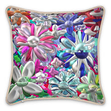 Carica l'immagine nel visualizzatore di Gallery, Cuscino in seta con bordo linea I fiori