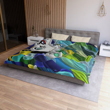 Load image into Gallery viewer, Duvet Cover — Abstract Mermaid Portrait in Ocean Blues & Greens