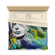 Load image into Gallery viewer, Duvet Cover — Abstract Mermaid Portrait in Ocean Blues & Greens