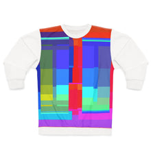 Load image into Gallery viewer, Abstract Color Block Sweatshirt — Vibrant Geometric Graphic Pullover