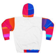 Load image into Gallery viewer, Abstract Colorblock Hoodie — Bold Pink & Blue All-Over Print Pullover