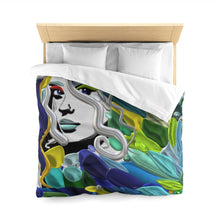 Load image into Gallery viewer, Duvet Cover — Abstract Mermaid Portrait in Ocean Blues & Greens