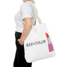 Load image into Gallery viewer, Lipstick Graphic Tote Bag – "RED COLOR" Cosmetic Makeup Print