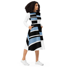 Carica l'immagine nel visualizzatore di Gallery, All-over print long sleeve midi dress Laila Lago & C. by I.A.