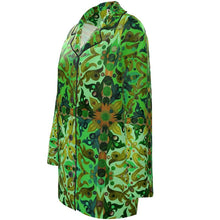 Carica l'immagine nel visualizzatore di Gallery, Giacca del pigiama in seta linea Acquarelli verdi