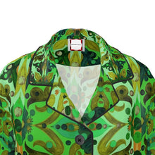 Carica l'immagine nel visualizzatore di Gallery, Giacca del pigiama in seta linea Acquarelli verdi