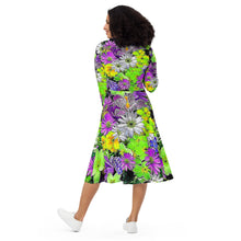 Carica l'immagine nel visualizzatore di Gallery, All-over print long sleeve midi dress Linea Laila Lago & C. by I.A.