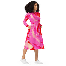 Carica l'immagine nel visualizzatore di Gallery, All-over print long sleeve midi dress Laila Lago & C. by Iannilli Antonella