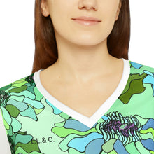 Load image into Gallery viewer, Women's Long Sleeve V-neck Shirt (AOP) Laila Lago & C. by I.A.