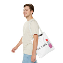 Load image into Gallery viewer, Lipstick Graphic Tote Bag – "RED COLOR" Cosmetic Makeup Print
