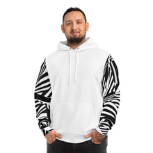 Carica l'immagine nel visualizzatore di Gallery, Abstract Black &amp; White Sleeve Hoodie — Geometric Stripe Fashion Hoodie
