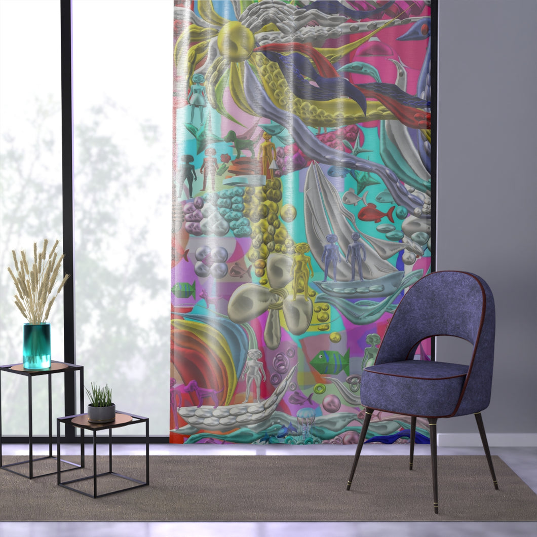 Tenda linea con stampa artistica linea -Vita sottomarina-