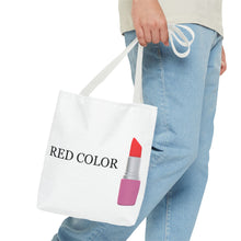 Load image into Gallery viewer, Lipstick Graphic Tote Bag – "RED COLOR" Cosmetic Makeup Print
