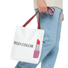 Load image into Gallery viewer, Lipstick Graphic Tote Bag – "RED COLOR" Cosmetic Makeup Print
