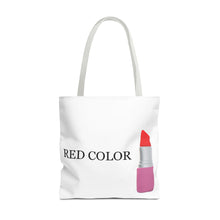 Load image into Gallery viewer, Lipstick Graphic Tote Bag – "RED COLOR" Cosmetic Makeup Print
