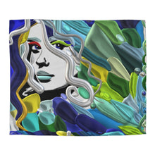 Load image into Gallery viewer, Duvet Cover — Abstract Mermaid Portrait in Ocean Blues &amp; Greens
