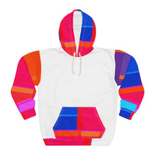 Carica l'immagine nel visualizzatore di Gallery, Abstract Colorblock Hoodie — Bold Pink &amp; Blue All-Over Print Pullover
