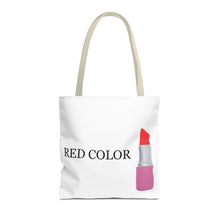 Load image into Gallery viewer, Lipstick Graphic Tote Bag – "RED COLOR" Cosmetic Makeup Print

