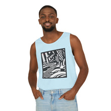 Load image into Gallery viewer, Abstract Black &amp; White Tropical Tank Top — Striped Palm Graphic
