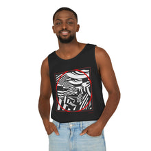 Load image into Gallery viewer, Abstract Black &amp; White Tropical Tank Top — Striped Palm Graphic
