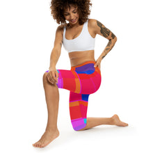 Load image into Gallery viewer, Colorblock Capri Leggings — Bold Neon Geometric Activewear
