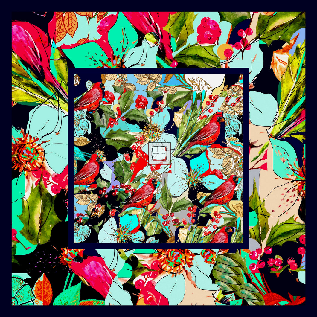 Foulard artistico in seta linea I fiori