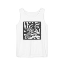 Carica l'immagine nel visualizzatore di Gallery, Abstract Black &amp; White Tropical Tank Top — Striped Palm Graphic
