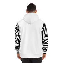 Carica l'immagine nel visualizzatore di Gallery, Abstract Black &amp; White Sleeve Hoodie — Geometric Stripe Fashion Hoodie
