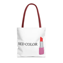 Load image into Gallery viewer, Lipstick Graphic Tote Bag – "RED COLOR" Cosmetic Makeup Print
