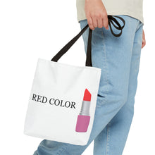 Load image into Gallery viewer, Lipstick Graphic Tote Bag – "RED COLOR" Cosmetic Makeup Print

