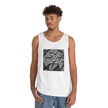 Load image into Gallery viewer, Tropical Monochrome Tank — Black &amp; White Palm Leaf Square Print
