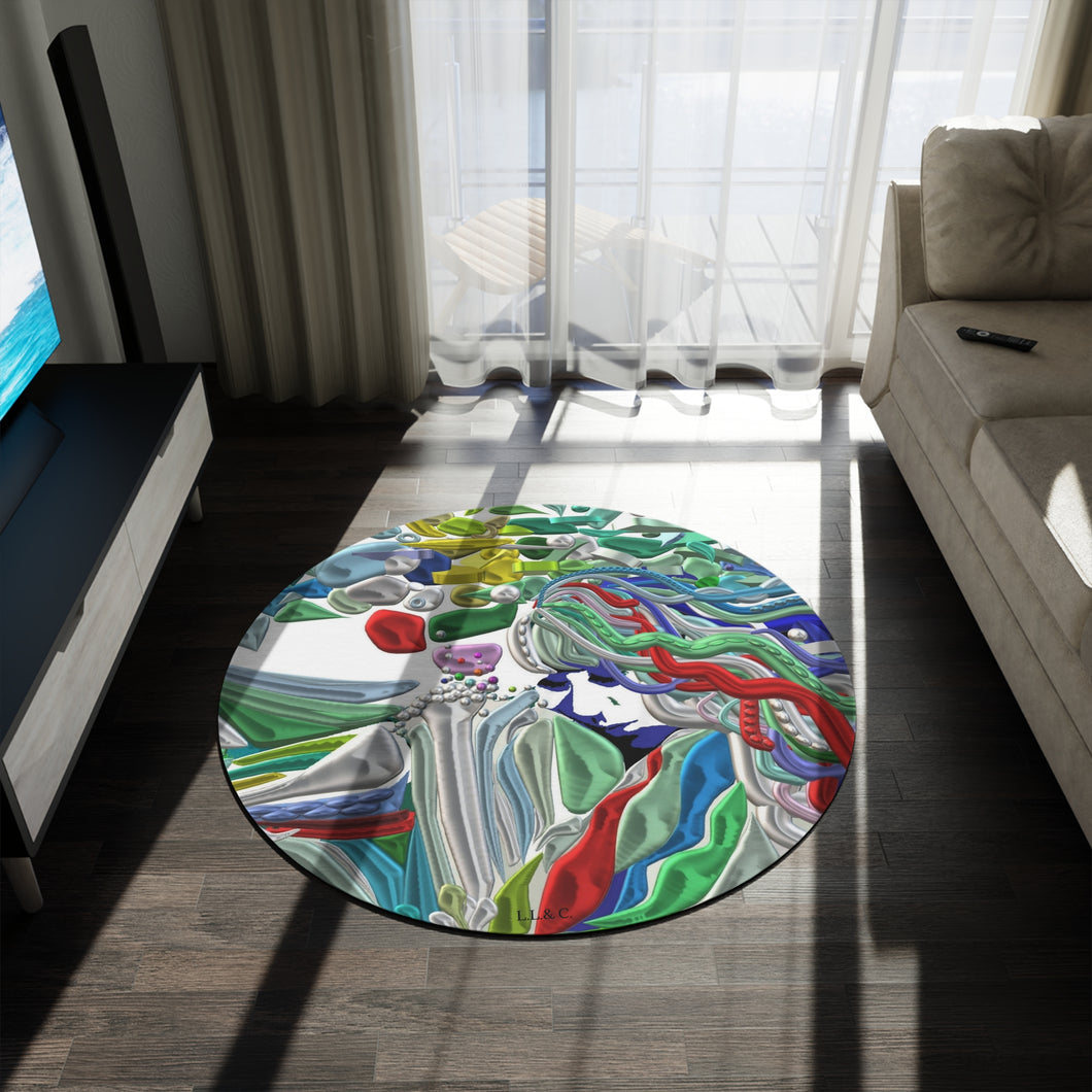 Tappeto rotondo con stampa artistica dalla collezione-Mistery-