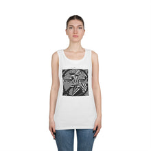 Load image into Gallery viewer, Tropical Monochrome Tank — Black &amp; White Palm Leaf Square Print
