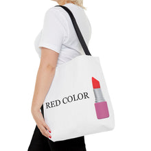 Load image into Gallery viewer, Lipstick Graphic Tote Bag – "RED COLOR" Cosmetic Makeup Print
