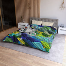 Load image into Gallery viewer, Duvet Cover — Abstract Mermaid Portrait in Ocean Blues &amp; Greens
