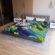 Load image into Gallery viewer, Duvet Cover — Abstract Mermaid Portrait in Ocean Blues &amp; Greens
