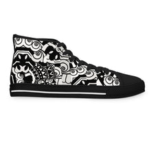 Carica l'immagine nel visualizzatore di Gallery, High Top Sneakers — Black &amp; White Tribal Doodle Pattern

