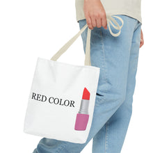 Load image into Gallery viewer, Lipstick Graphic Tote Bag – "RED COLOR" Cosmetic Makeup Print
