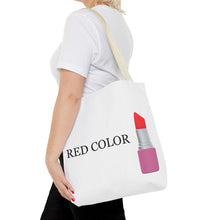 Load image into Gallery viewer, Lipstick Graphic Tote Bag – "RED COLOR" Cosmetic Makeup Print
