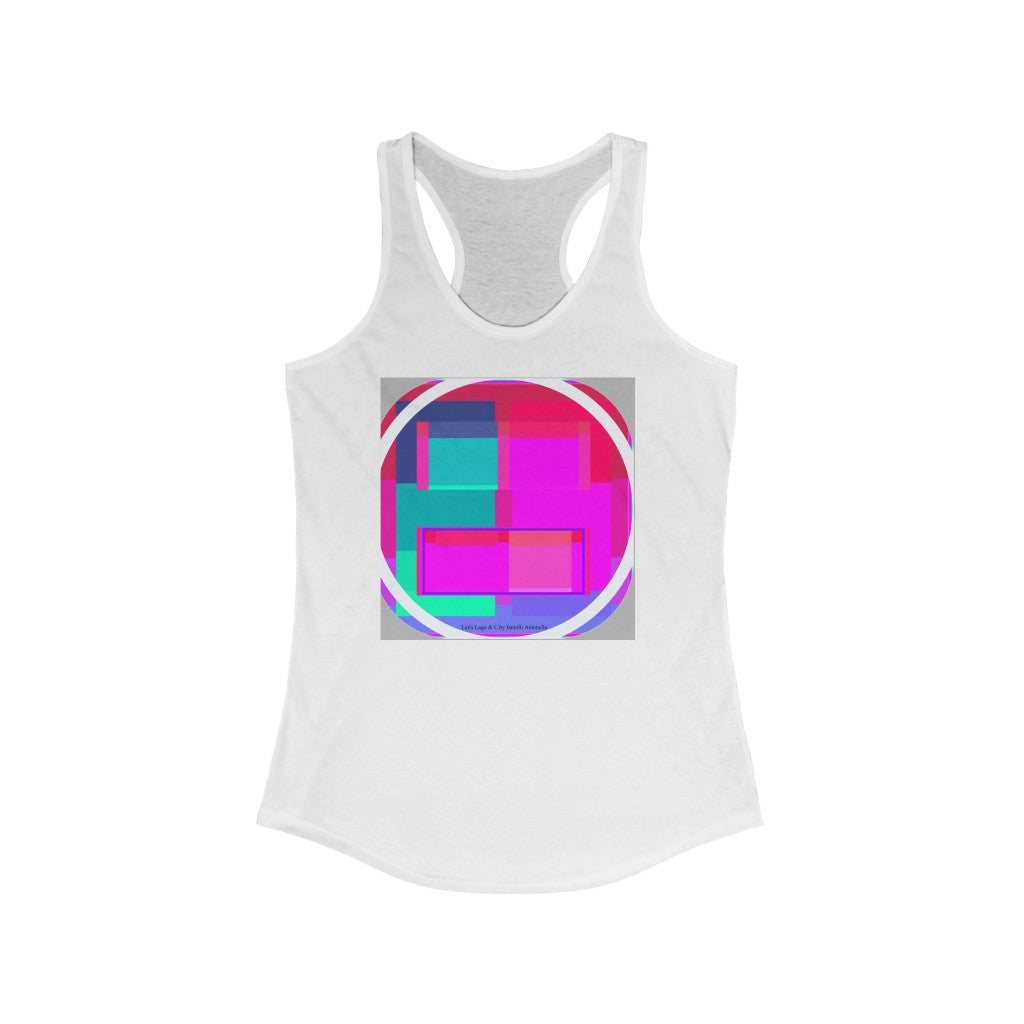 Women's Ideal Racerback Tank with central art print Laila Lago & C.by Iannilli Antonella