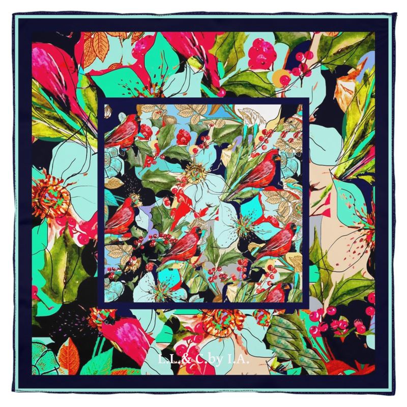 Foulard artistico in seta linea I fiori