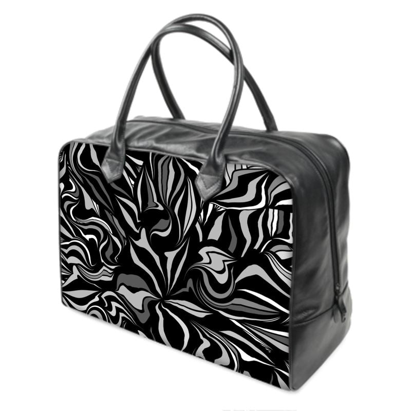 Borsa da viaggio in pelle con stampa artistica linea Le onde